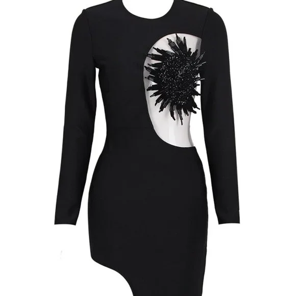 slim fit dress slacks Lucy White Long Sleeve Mini Dress - US 12